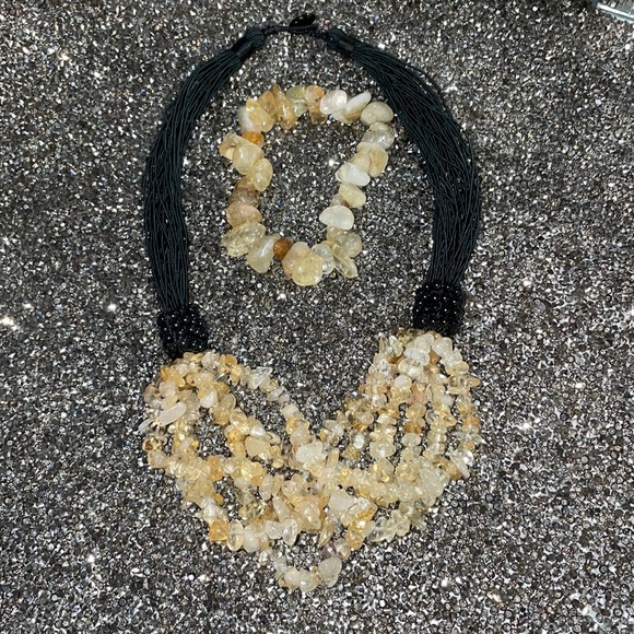 Yellow citrine necklace with matching bracelet - Picture 1 of 2